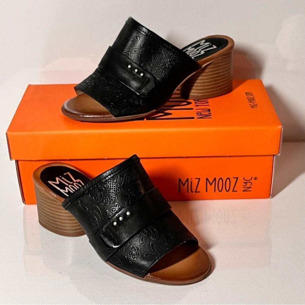 Miz Mooz Braydon Wide Width Leather Heeled Slide Sandals